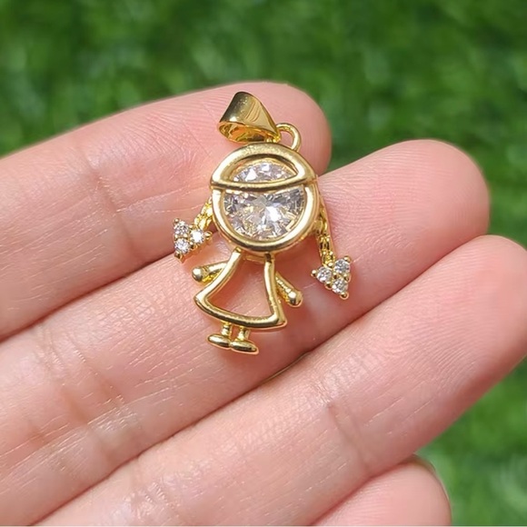 Jewelry - Two mini tiny 18k Gold Plated Boy & Girl charm Pendant